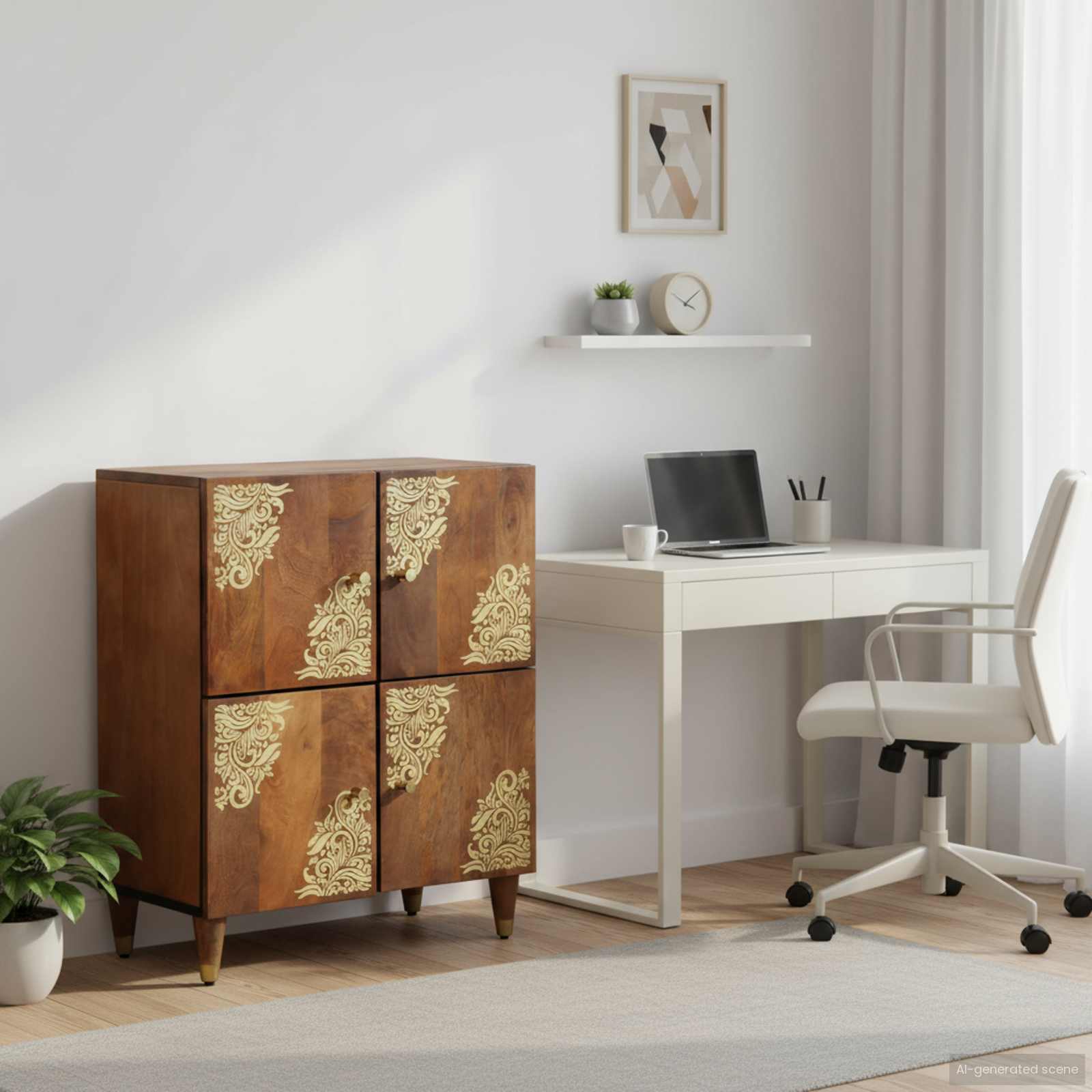 vidaXL Sideboard mit Regal Braun 60 x 33 x 75 cm Massivholz Mango