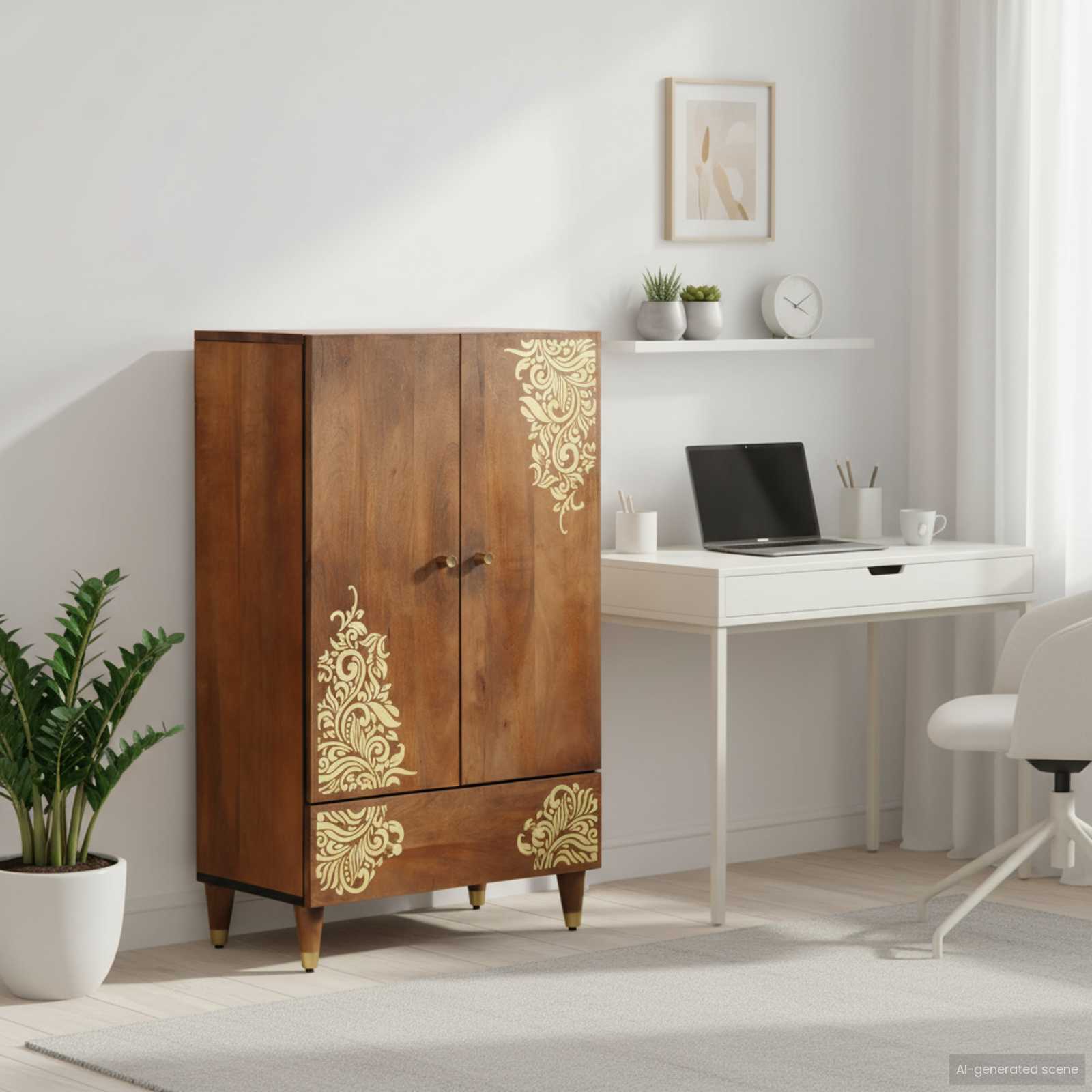vidaXL Highboard mit Regal Braun 60 x 33 x 100 cm Massivholz Mango