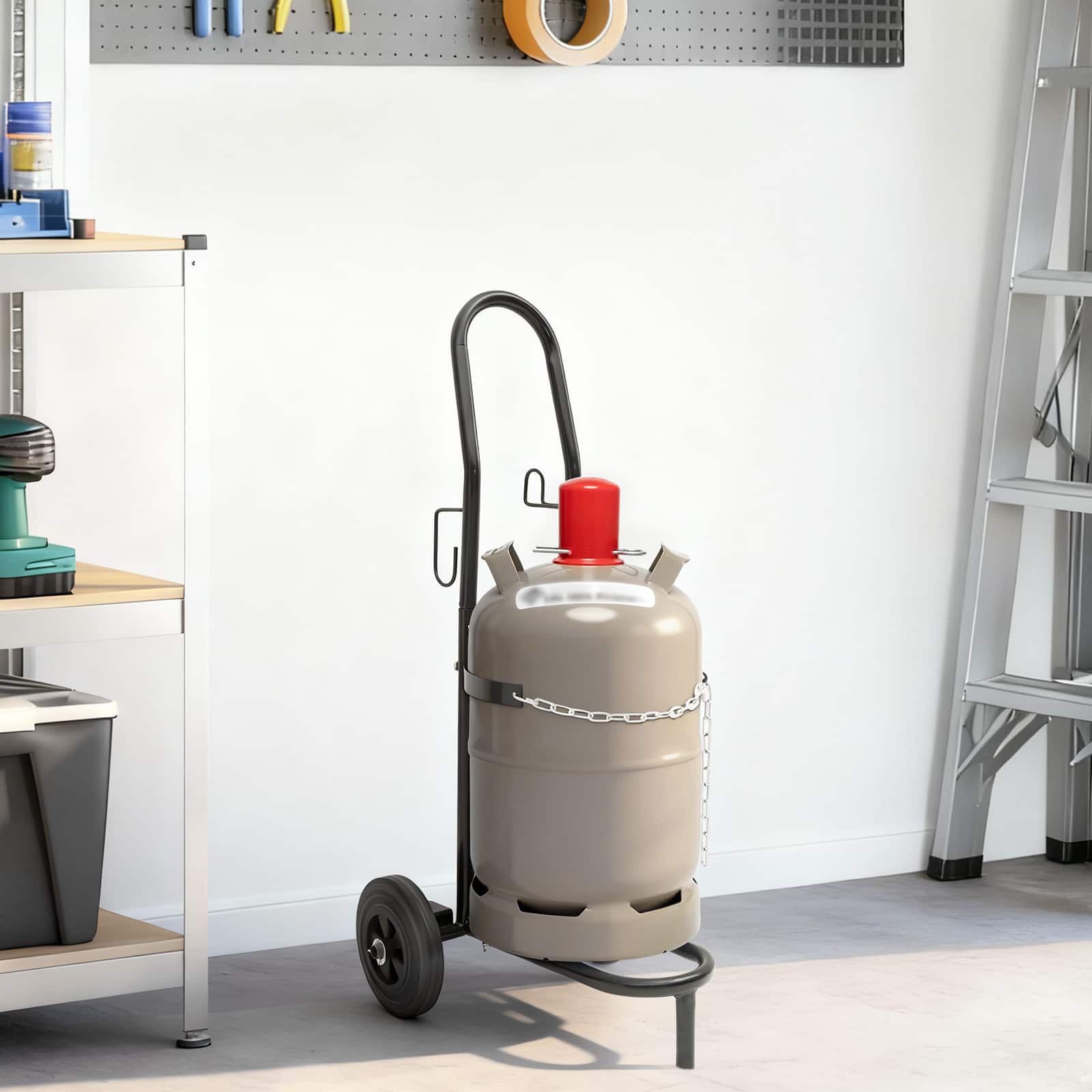 vidaXL Handwagen Schwarz und Rot 49 x 49 x 101 cm Stahl