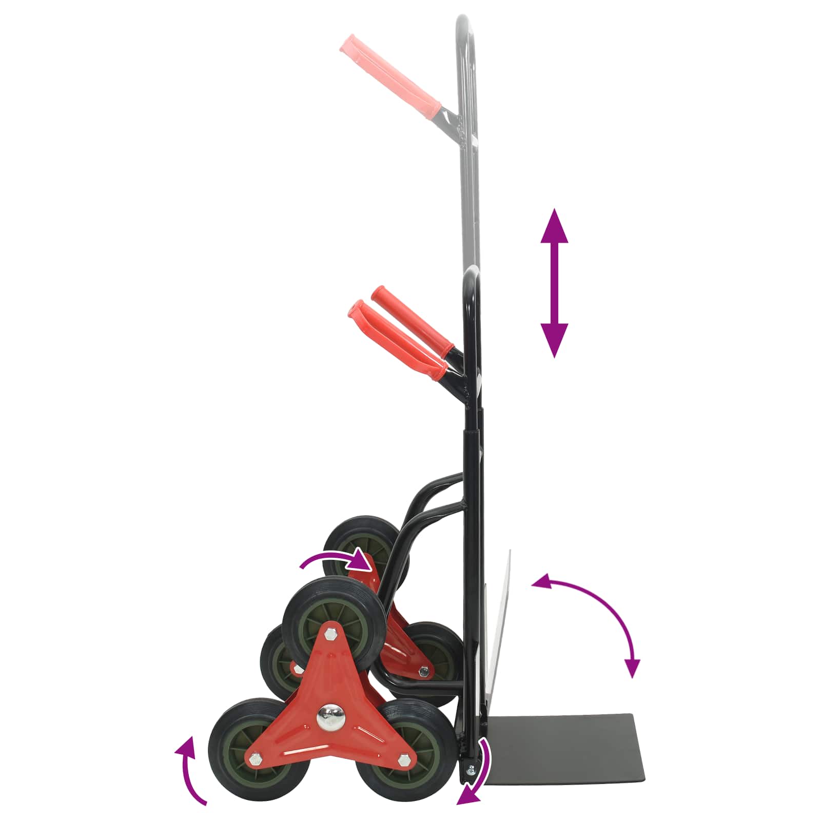 vidaXL Handwagen Schwarz und Rot 64,5 x 49,5 x 114 cm Stahl