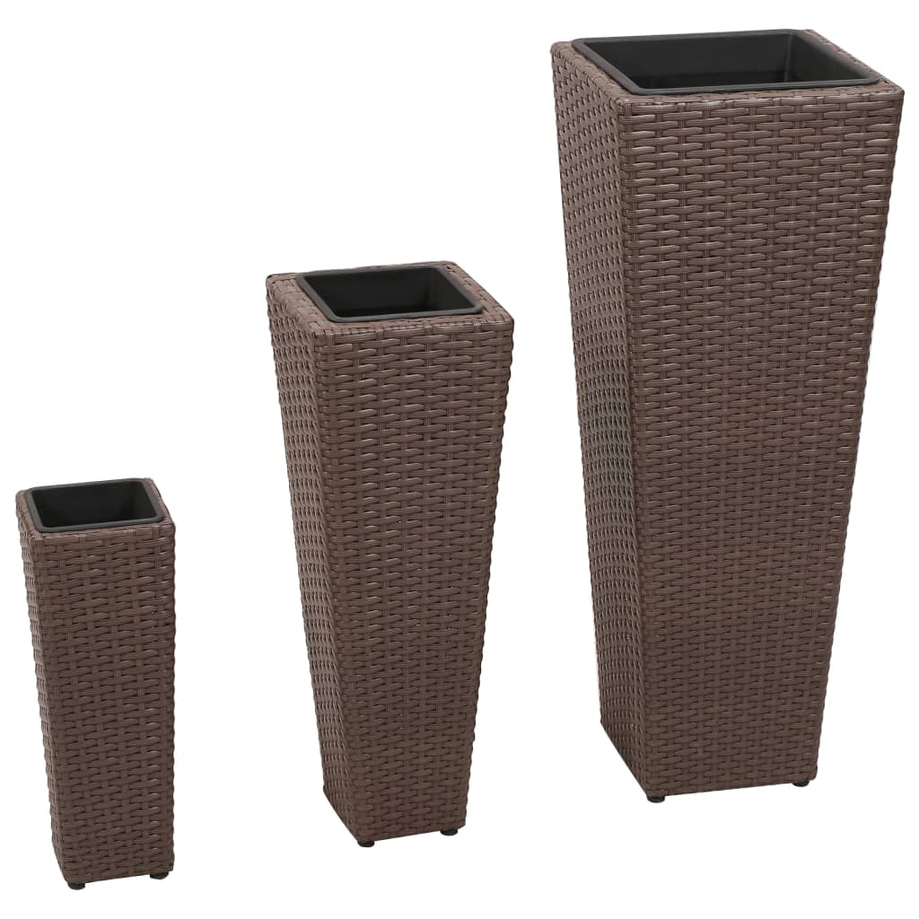 vidaXL Garten-Hochbeet 3-tlg. Poly Rattan Schwarz