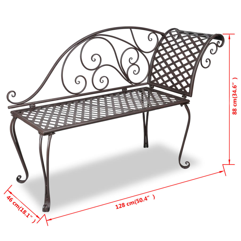 vidaXL Garten-Chaiselongue 128 cm Stahl Antik Braun