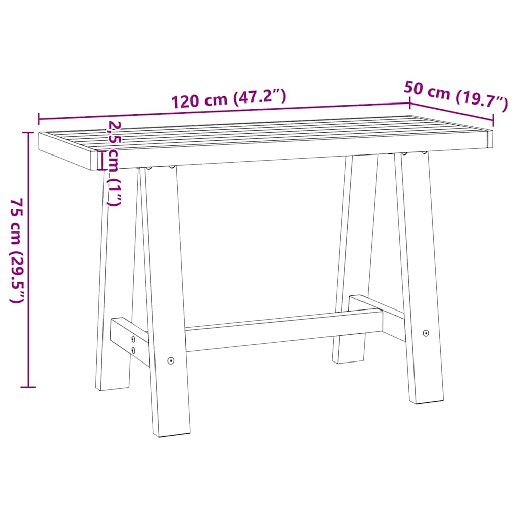 vidaXL Schreibtisch NOAIN A-Form-Beine 120x50x75 cm Massivholz Kiefer