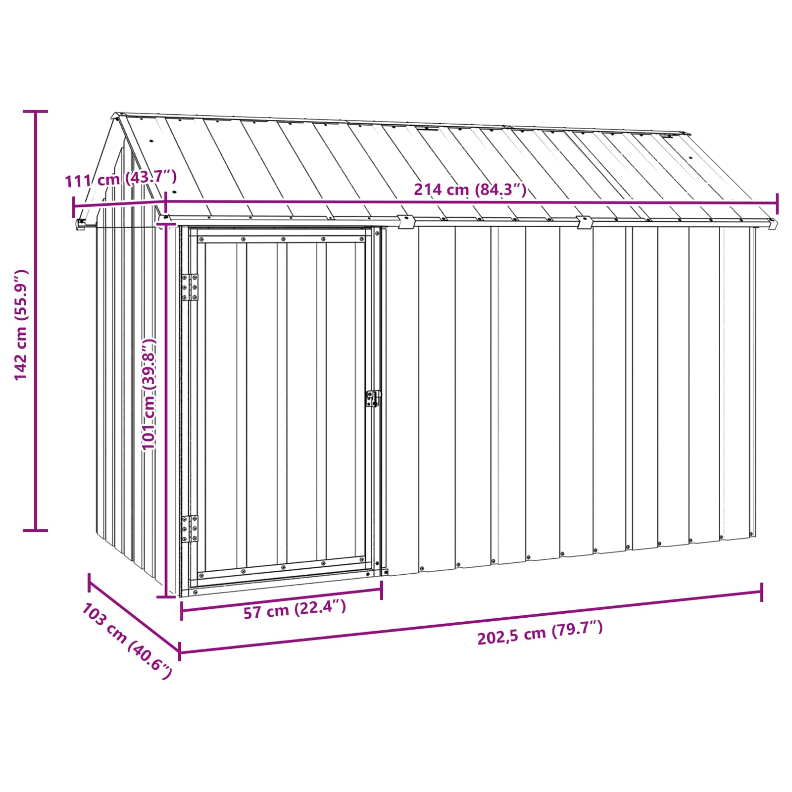 vidaXL Vogelkäfig Anthrazit 215 x 112 x 141 cm Verzinkter Stahl