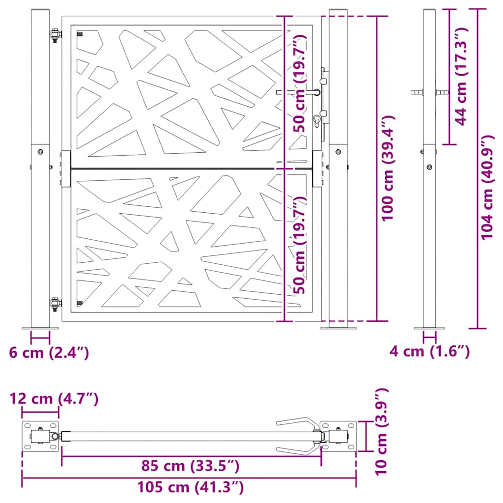 vidaXL Gartentor Schwarz 100x100 cm Stahl Lichtdesign