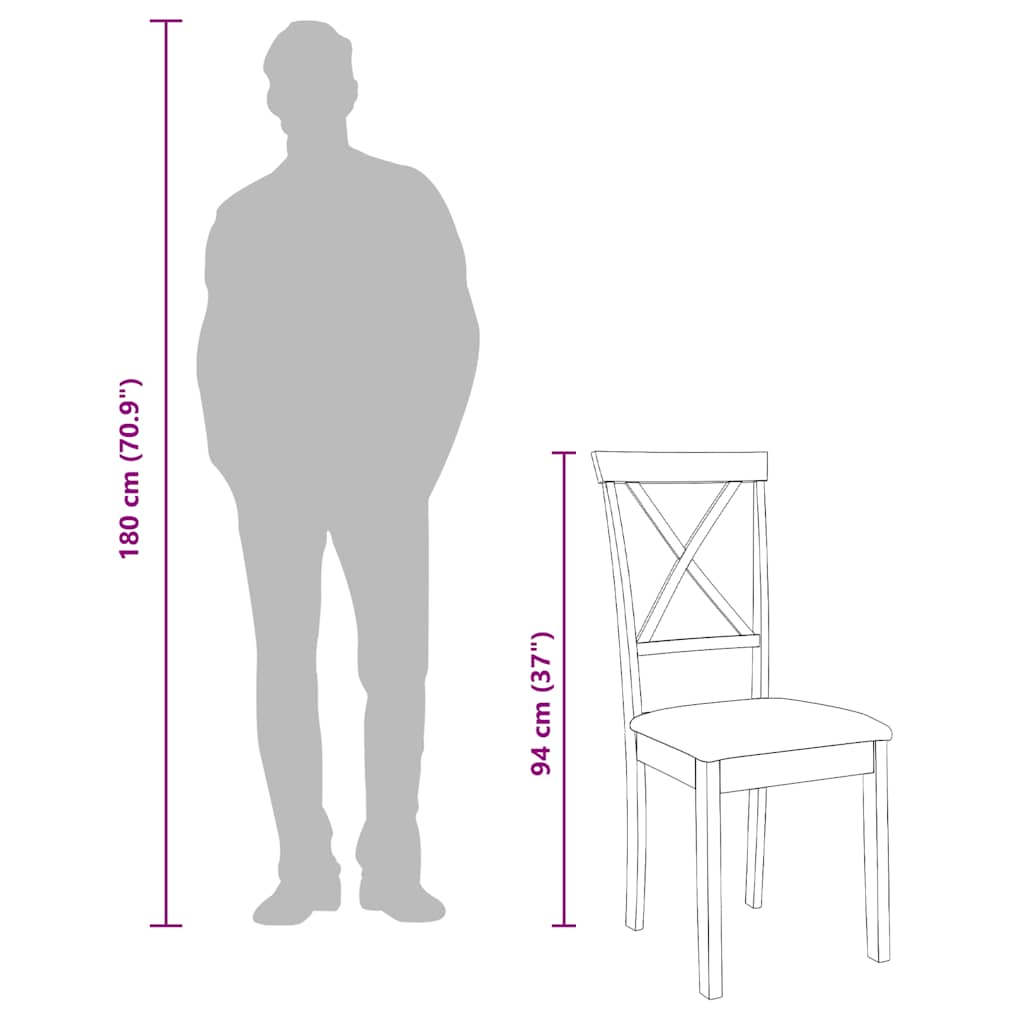 vidaXL Esszimmerstühle mit Kissen 2 Stk. Braun Massivholz Gummibaum