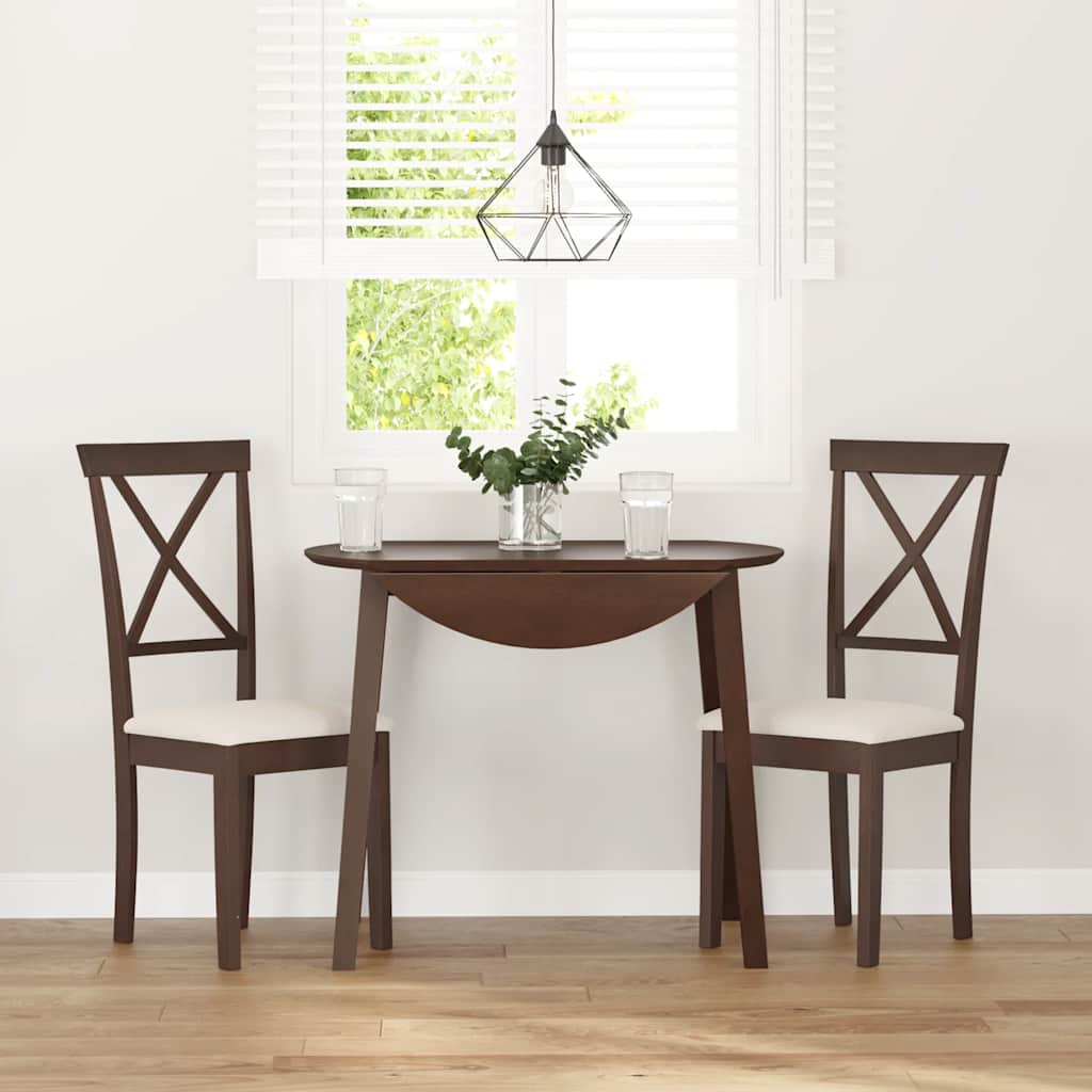 vidaXL Esszimmerstühle mit Kissen 2 Stk. Braun Massivholz Gummibaum