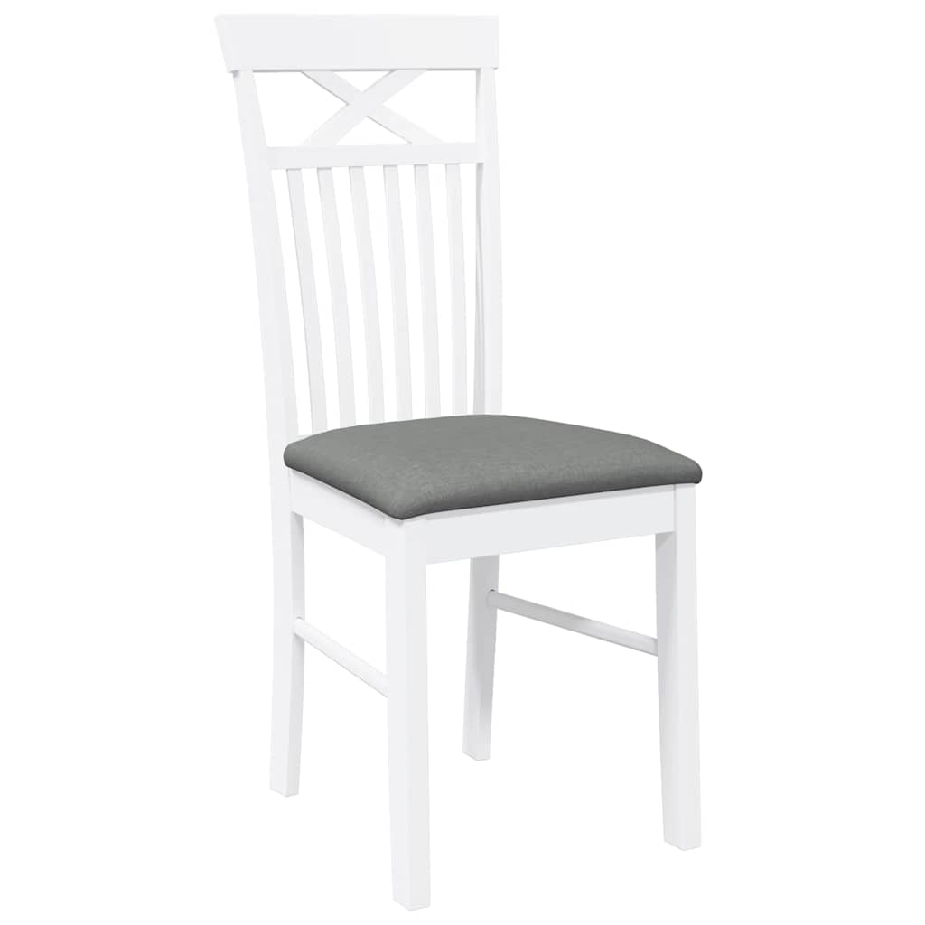 vidaXL Esszimmerstühle mit Kissen 2 Stk. Weiß Massivholz Gummibaum