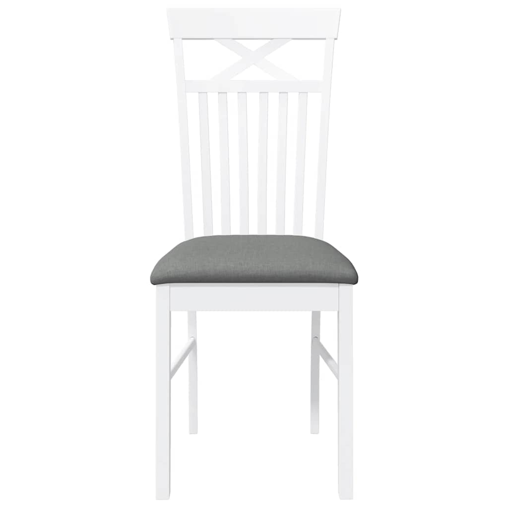 vidaXL Esszimmerstühle mit Kissen 2 Stk. Weiß Massivholz Gummibaum