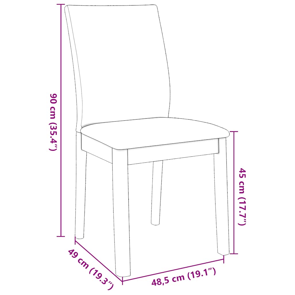 vidaXL Esszimmerstühle mit Kissen 2 Stk. Braun Massivholz Gummibaum