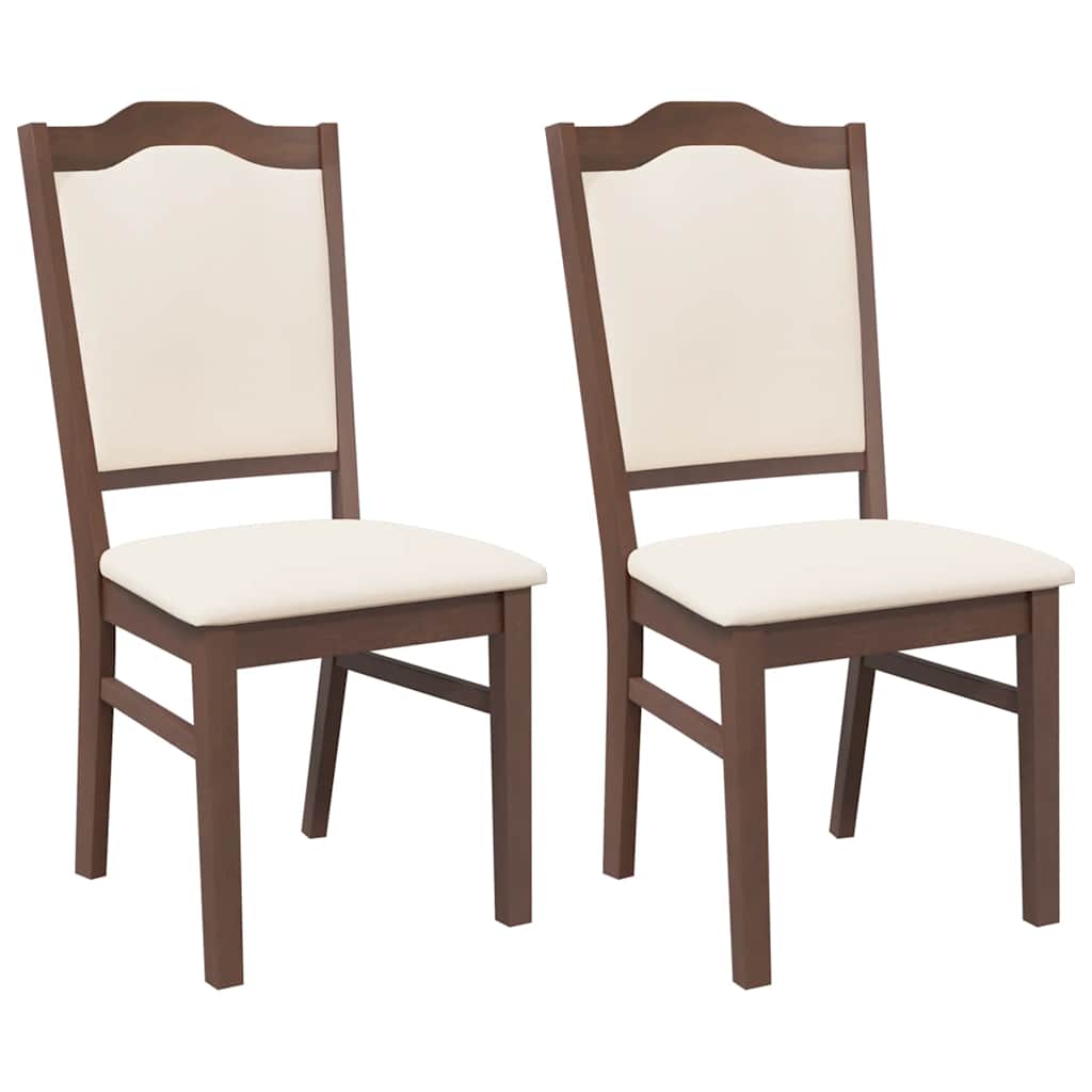 vidaXL Esszimmerstühle mit Kissen 2 Stk. Braun Massivholz Gummibaum