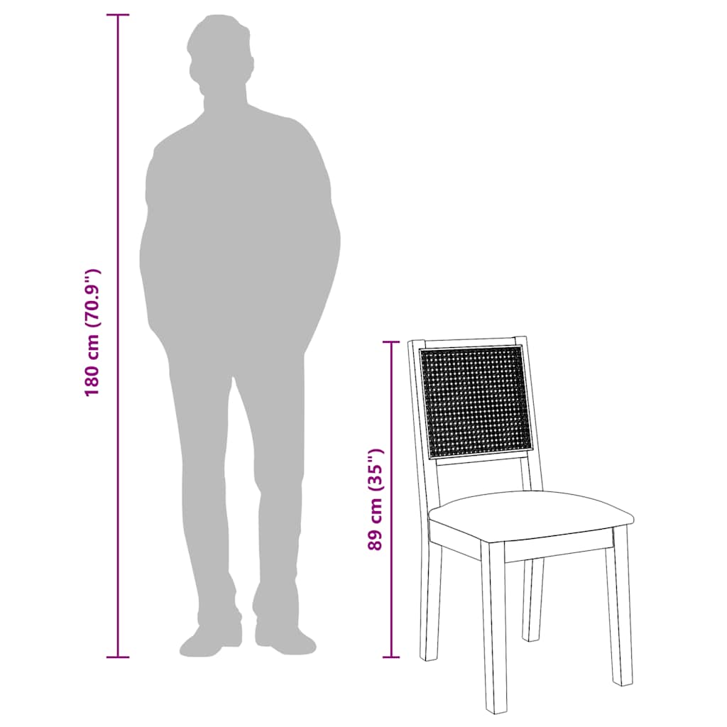 vidaXL Esszimmerstühle mit Kissen 2 Stk. Braun Massivholz Gummibaum