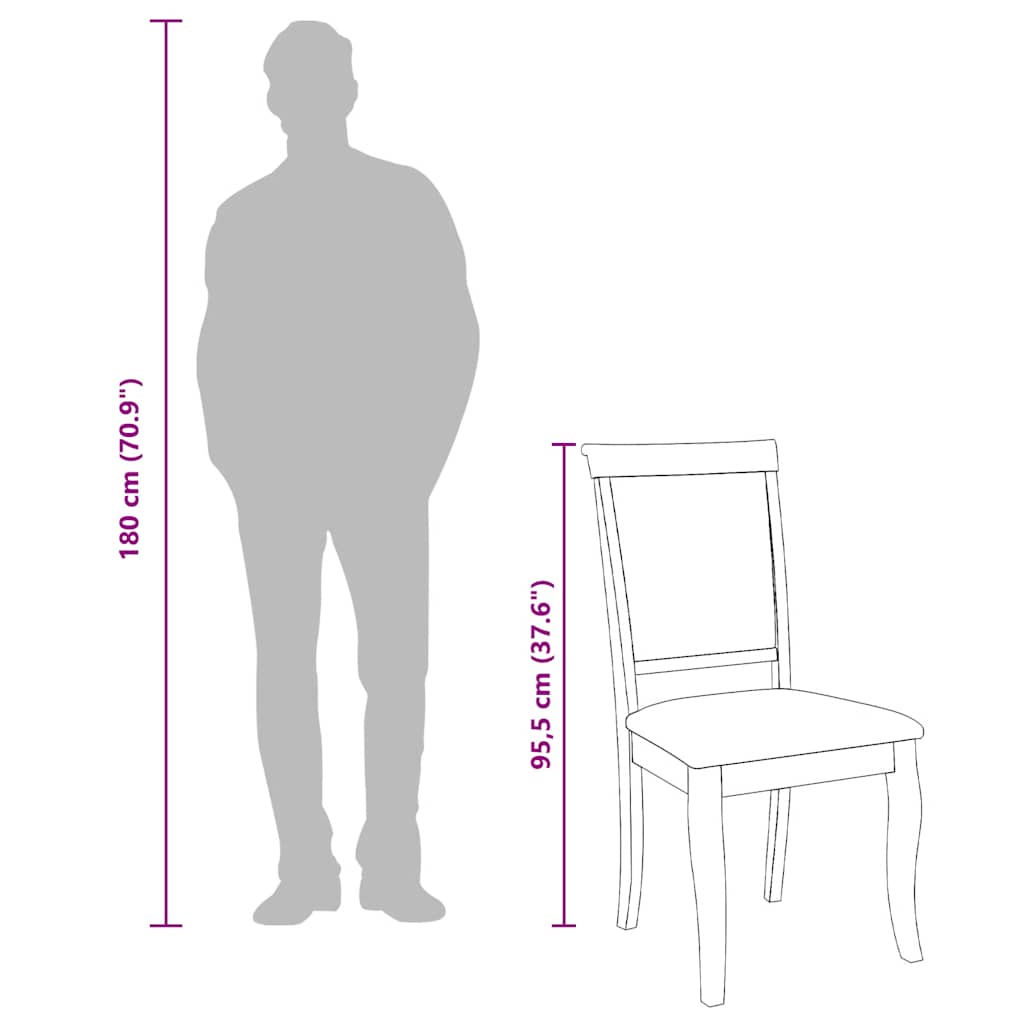 vidaXL Esszimmerstühle mit Kissen 2 Stk. Braun Massivholz Gummibaum