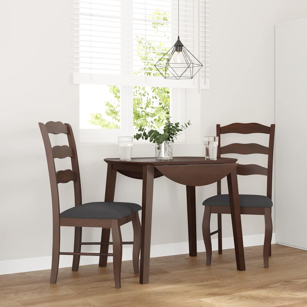 vidaXL Esszimmerstühle mit Kissen 2 Stk. Braun Massivholz Gummibaum