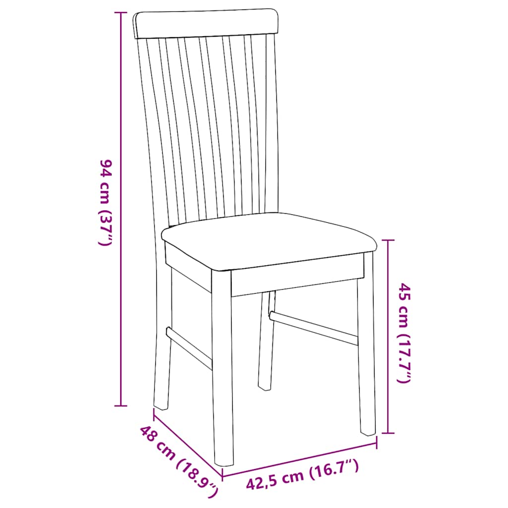 vidaXL Esszimmerstühle mit Kissen 2 Stk. Braun Massivholz Gummibaum