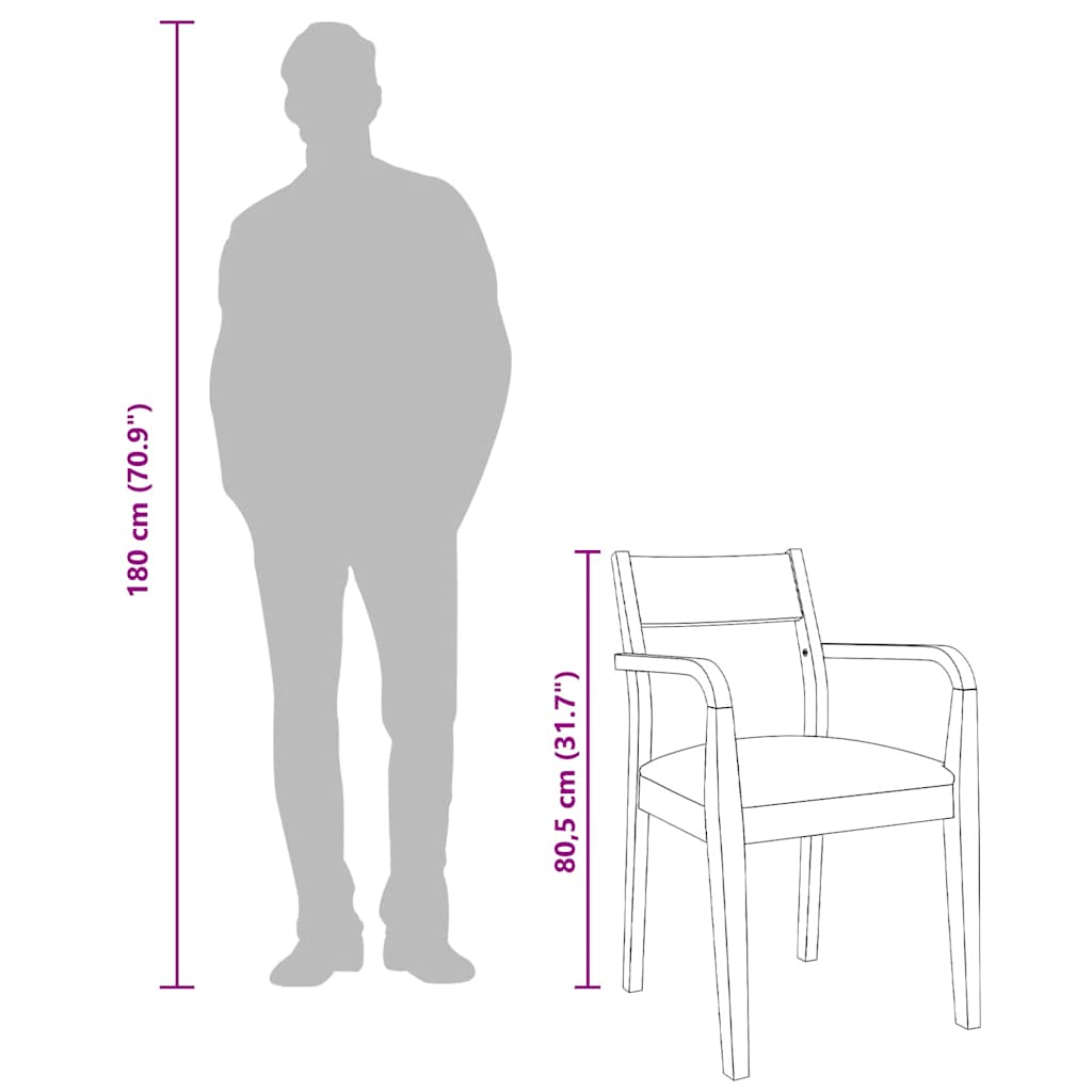 vidaXL Esszimmerstühle mit Kissen 2 Stk. Braun Massivholz Gummibaum