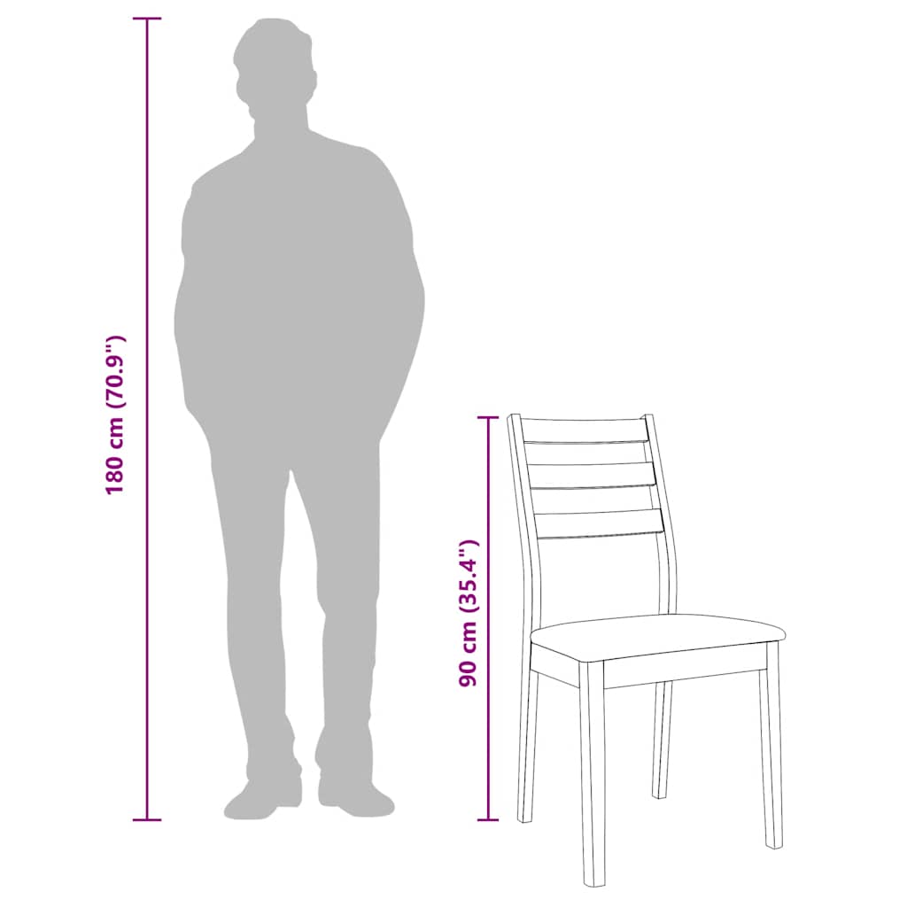 vidaXL Esszimmerstühle mit Kissen 2 Stk. Braun Massivholz Gummibaum