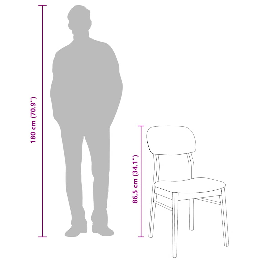 vidaXL Esszimmerstühle mit Kissen 2 Stk. Braun Massivholz Gummibaum