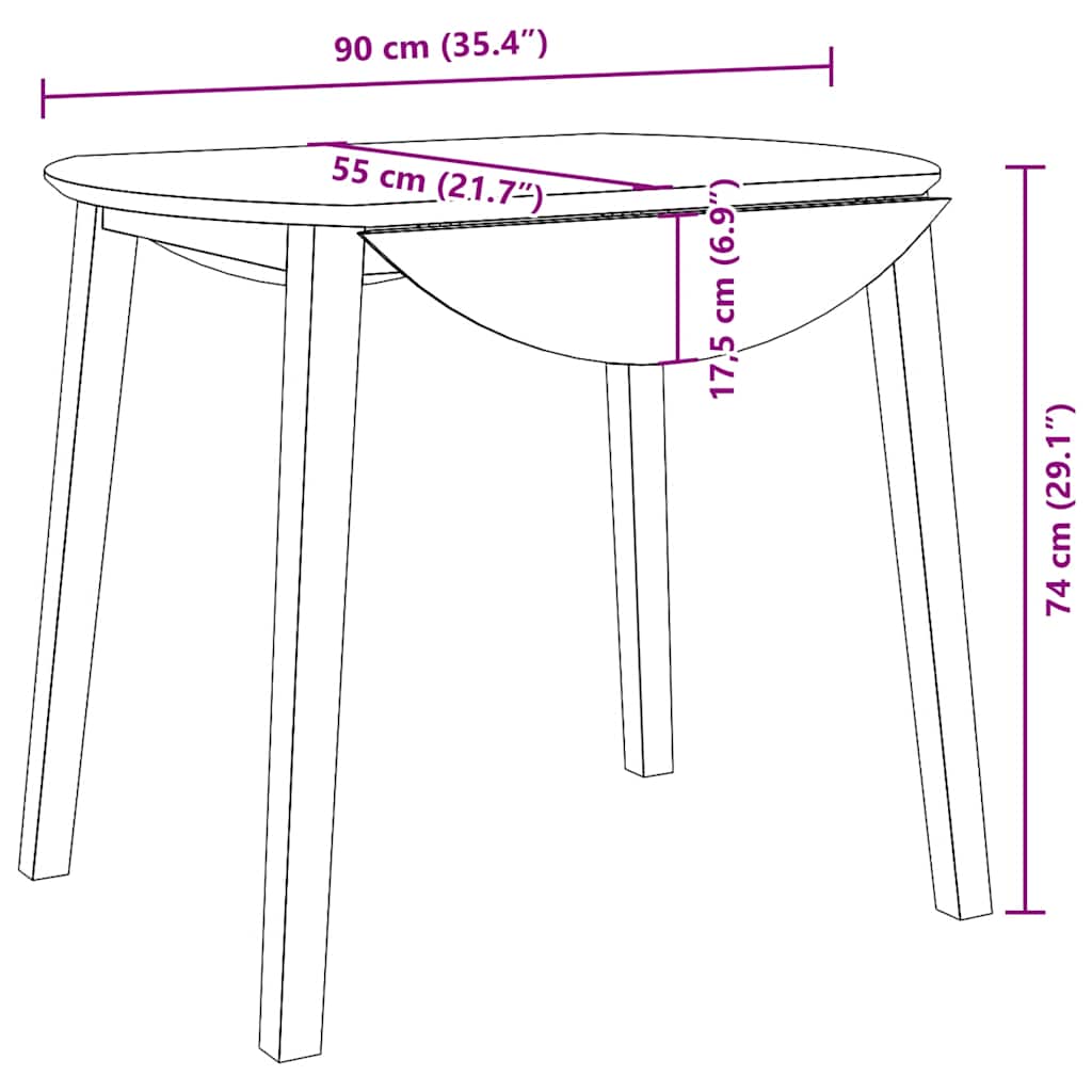vidaXL Esstisch Braun Massivholz Gummibaumholz