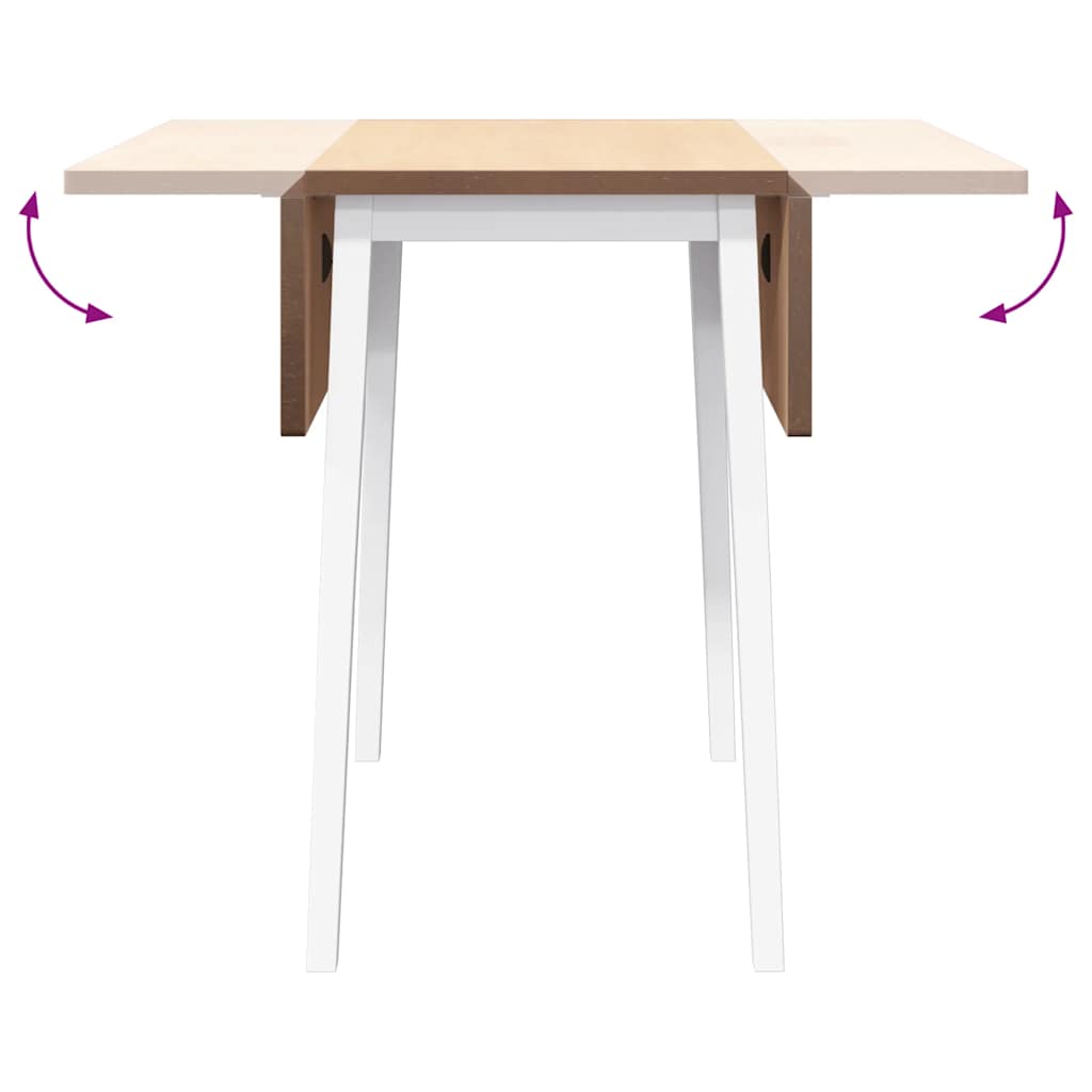 vidaXL Esstisch Weiß Massivholz Gummibaumholz