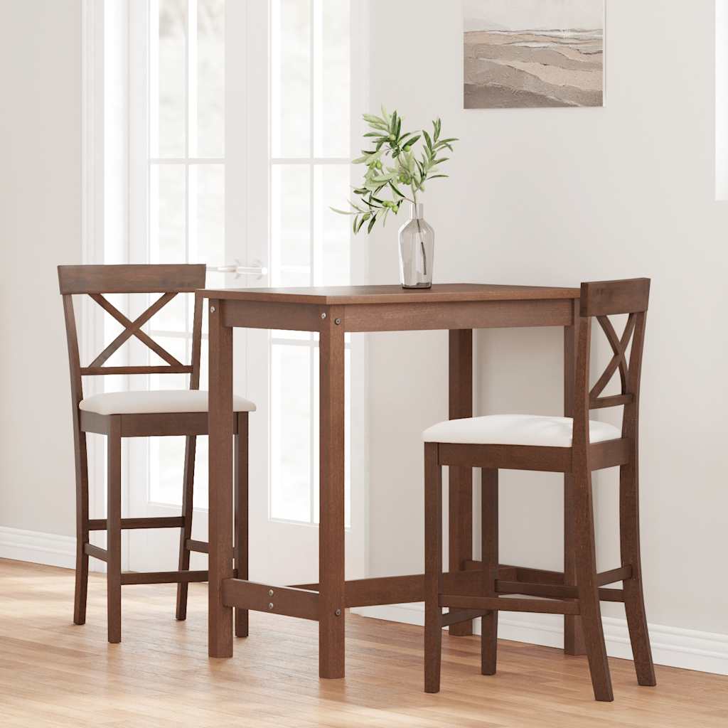 vidaXL Barhocker mit Kissen 2 Stk. Braun Massivholz Gummibaum