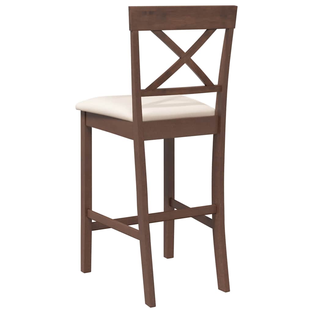 vidaXL Barhocker mit Kissen 2 Stk. Braun Massivholz Gummibaum