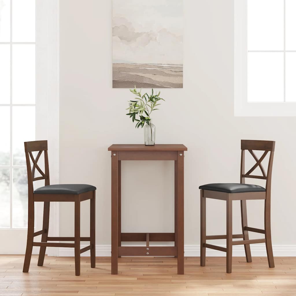 vidaXL Barhocker mit Kissen 2 Stk. Braun Massivholz Gummibaum