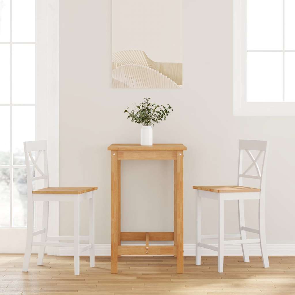 vidaXL Barhocker mit Kissen 2 Stk. Braun Massivholz Gummibaum