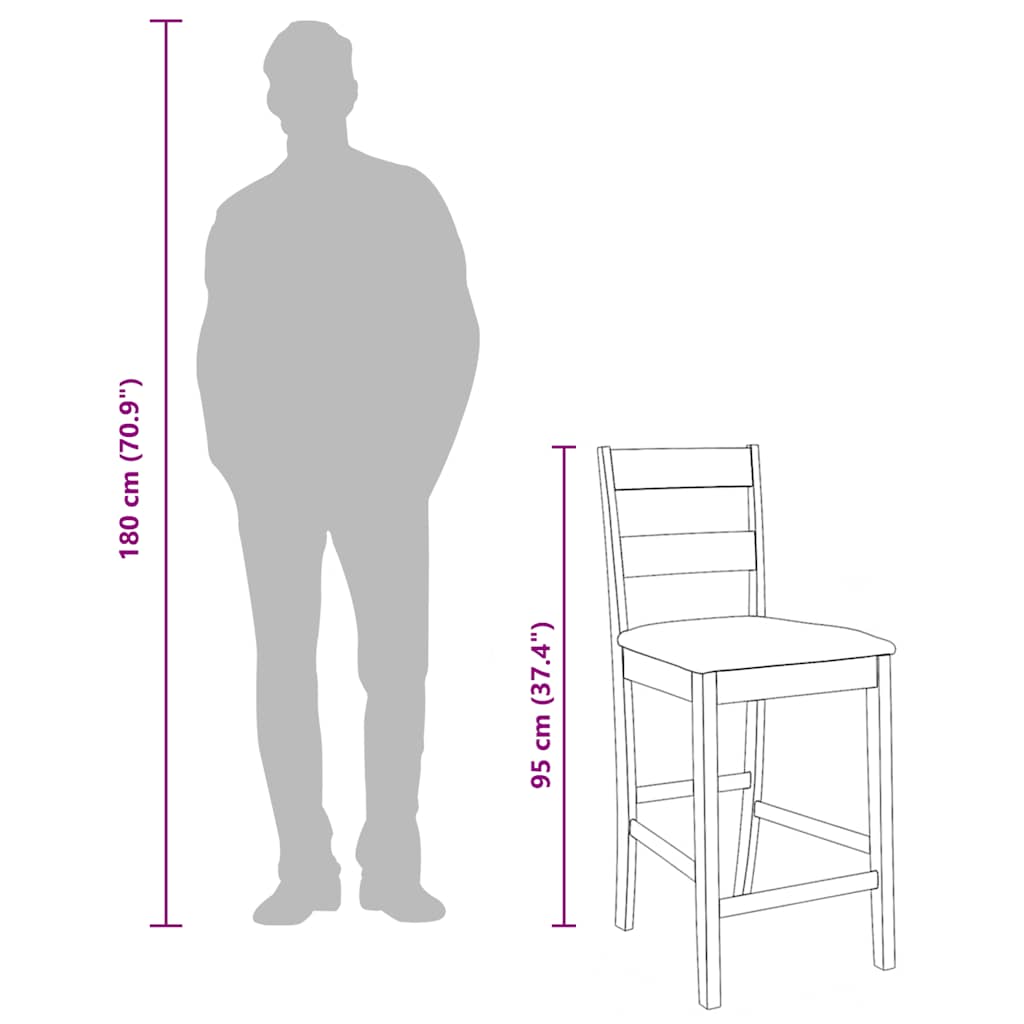 vidaXL Barhocker mit Kissen 2 Stk. Braun Massivholz Gummibaum