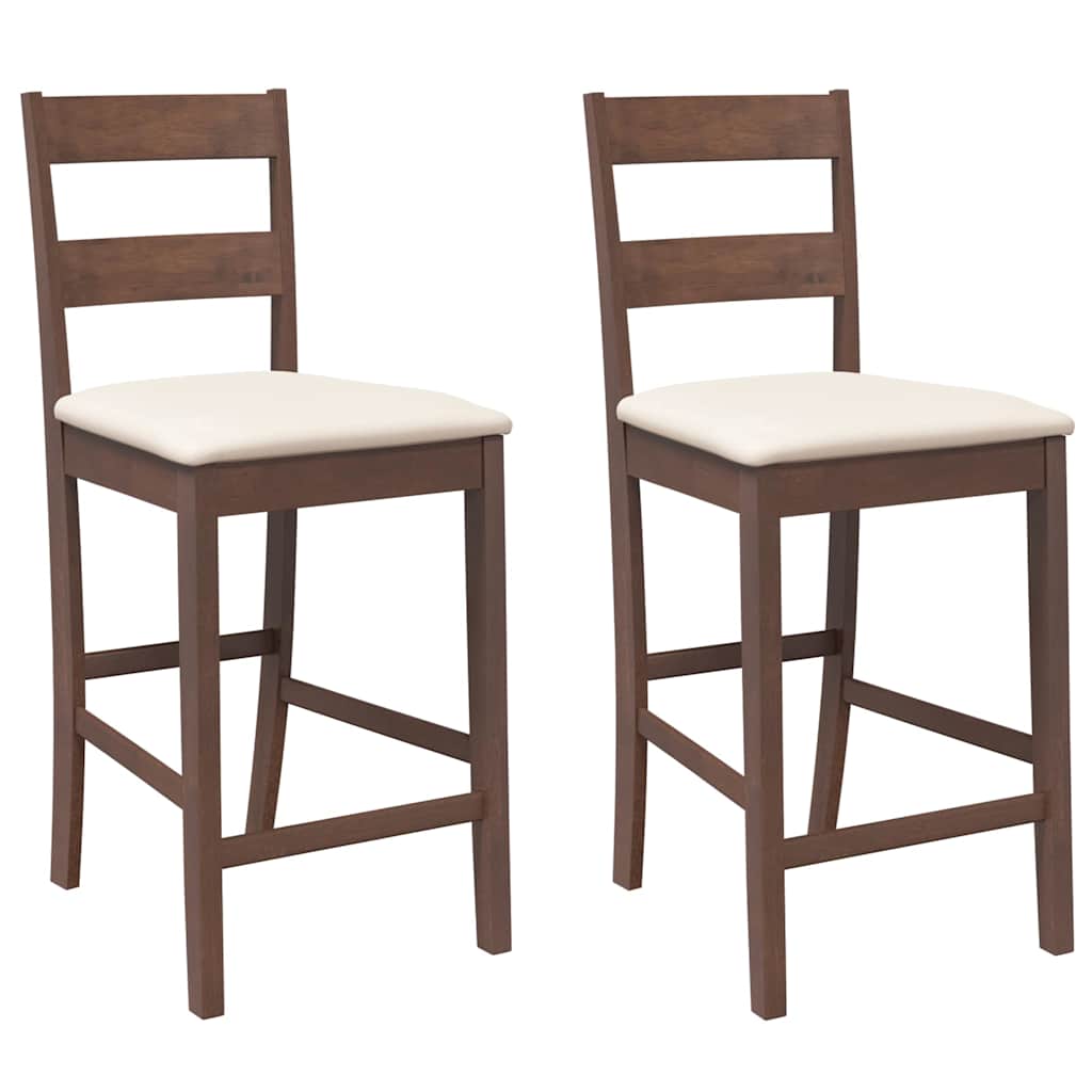 vidaXL Barhocker mit Kissen 2 Stk. Braun Massivholz Gummibaum