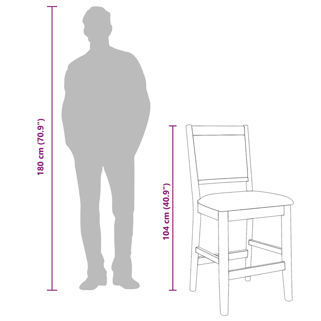 vidaXL Barhocker mit Kissen 2 Stk. Braun Massivholz Gummibaum