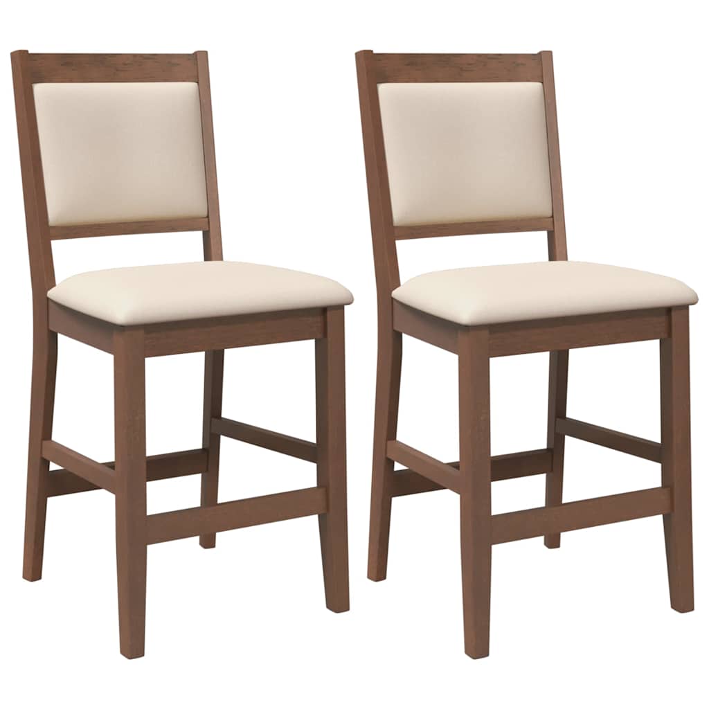 vidaXL Barhocker mit Kissen 2 Stk. Braun Massivholz Gummibaum