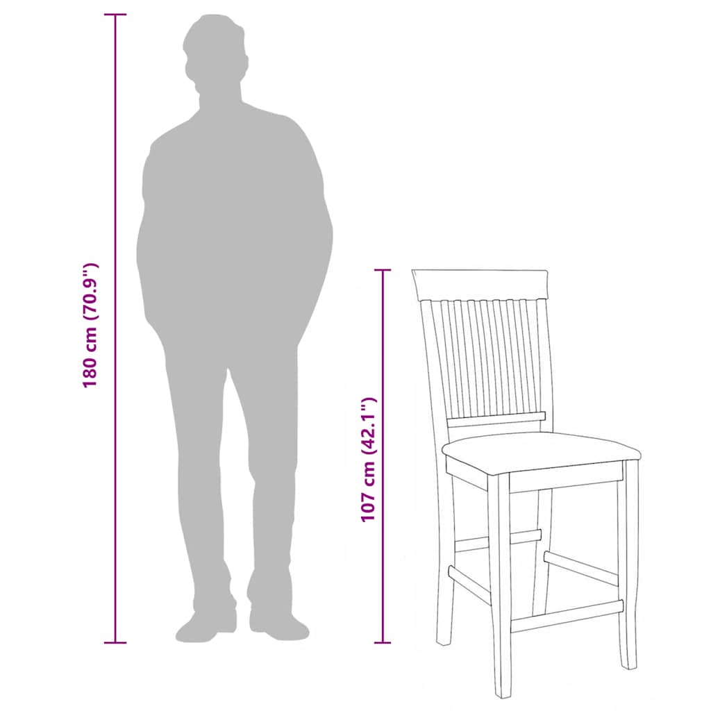 vidaXL Barhocker mit Kissen 2 Stk. Braun Massivholz Gummibaum