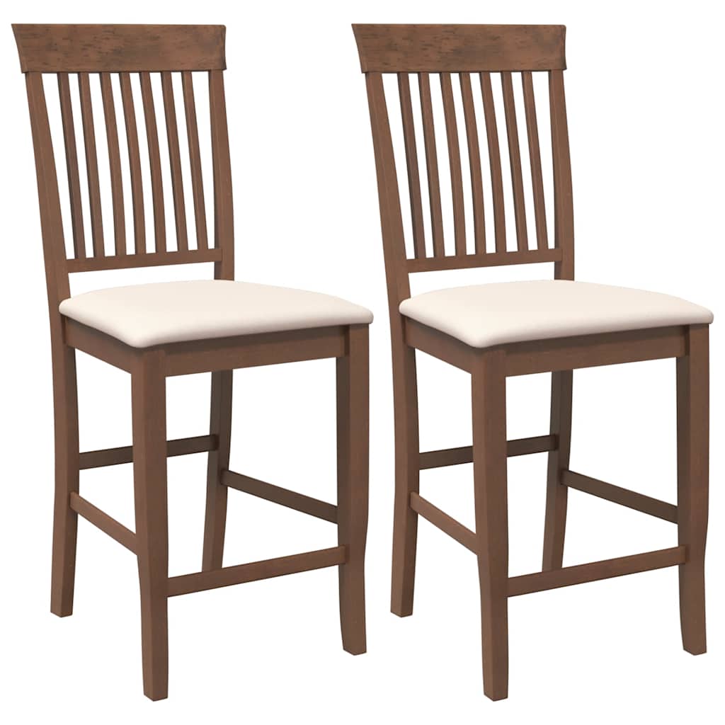 vidaXL Barhocker mit Kissen 2 Stk. Braun Massivholz Gummibaum