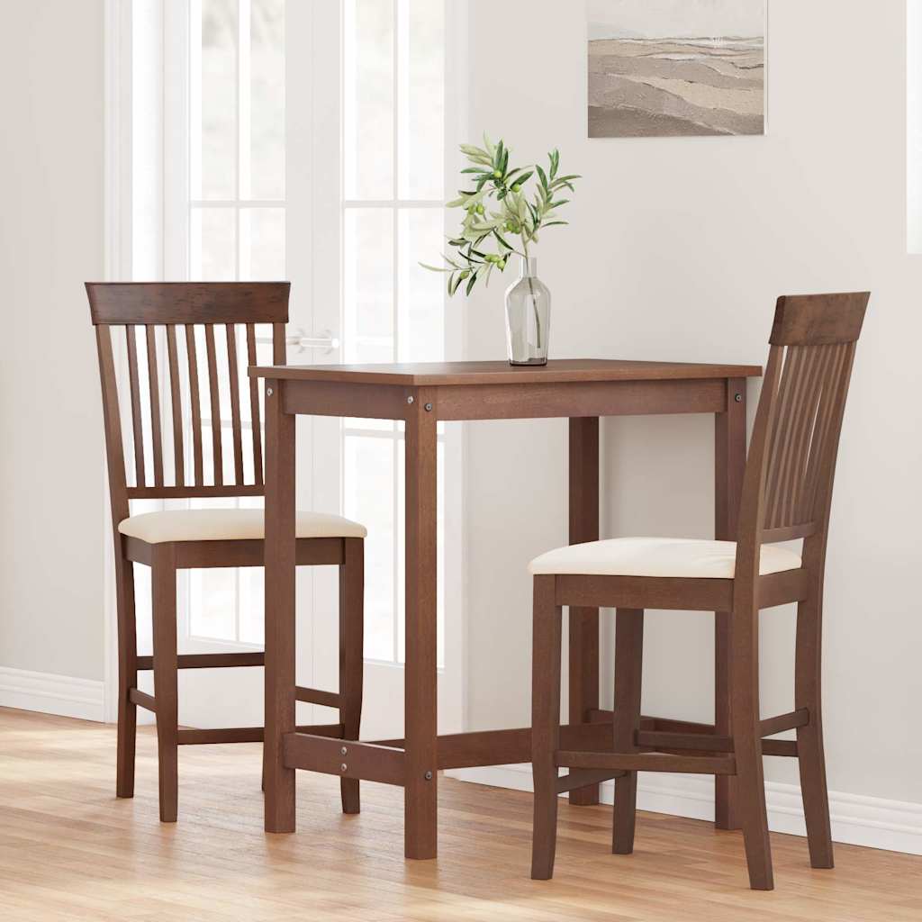 vidaXL Barhocker mit Kissen 2 Stk. Braun Massivholz Gummibaum