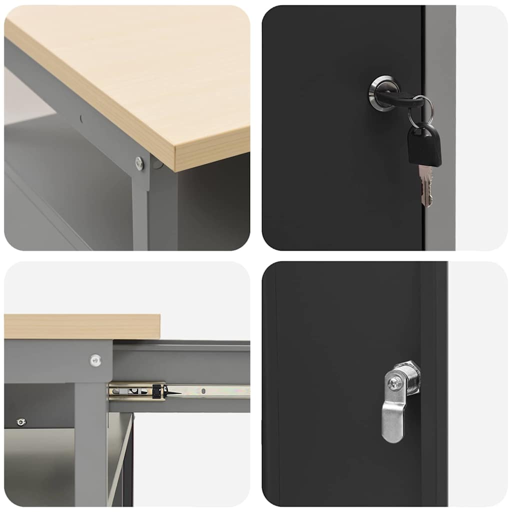 vidaXL Werkbank mit Schubladen Schwarz und Grau 100 x 55 x 85 cm
