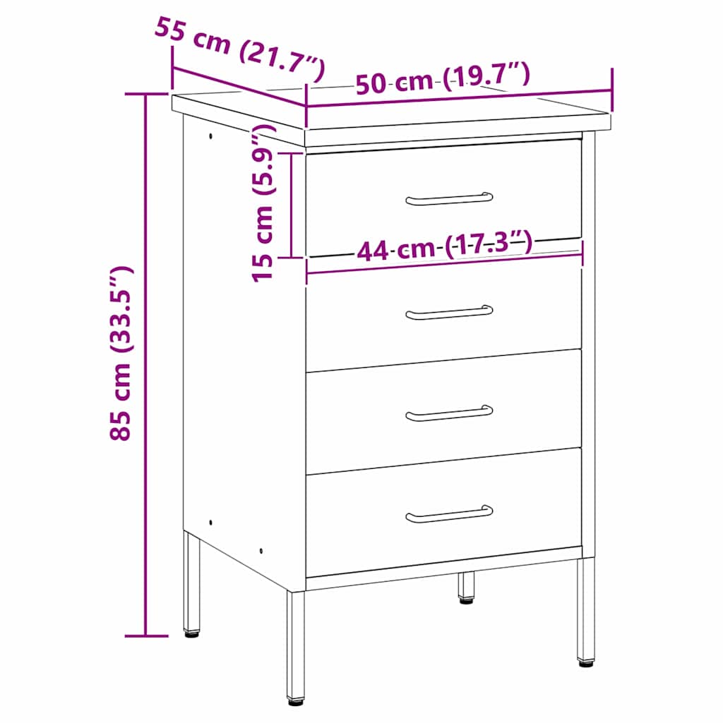 vidaXL Werkbank mit Schubladen Schwarz und Grau 50 x 55 x 85 cm