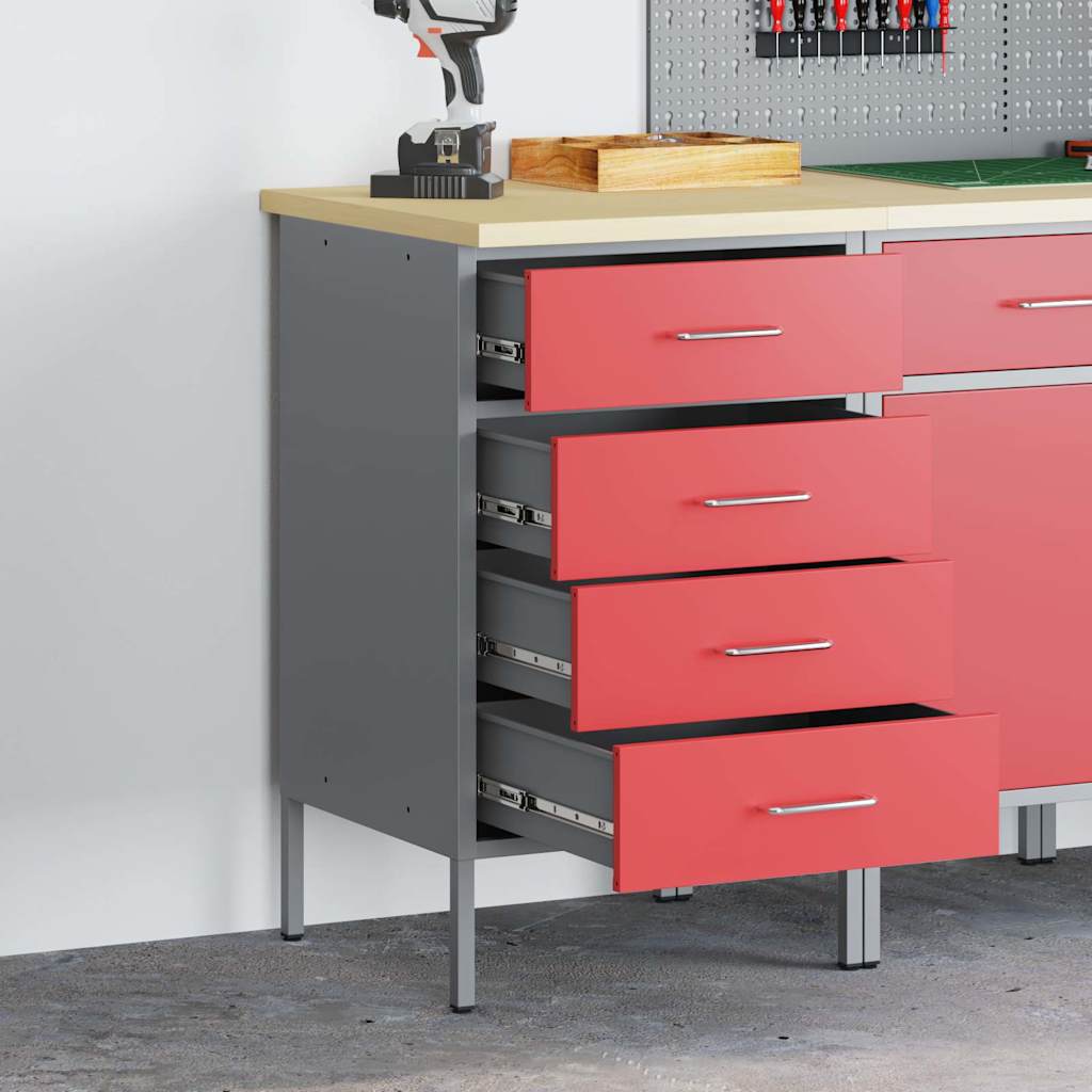 vidaXL Werkbank mit Schubladen Schwarz und Grau 50 x 55 x 85 cm