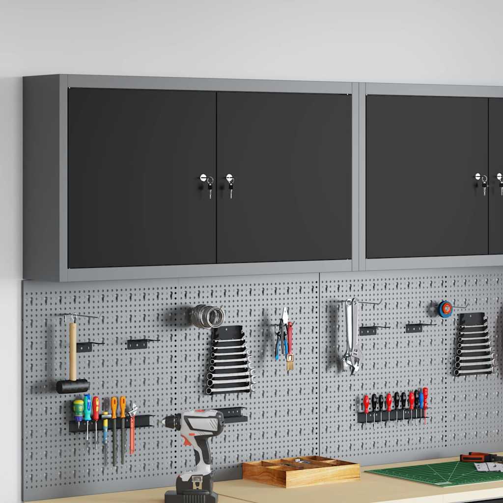 vidaXL Werkzeugschrank mit Regal Schwarz und Grau 50 x 20 x 55 cm