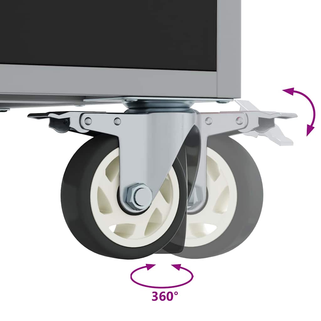 vidaXL Werkbank mit Regal Mit Rad Schwarz und Grau 75 x 45 x 85 cm