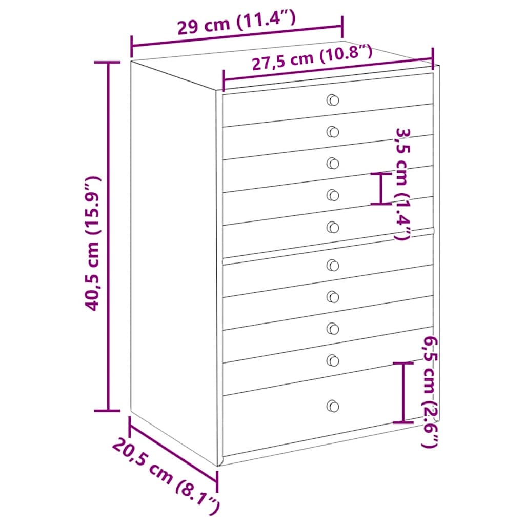 vidaXL Schmuckkästchen 10-lagig mit Uhrenhaltern Weiß 29x20,5x40,5 cm