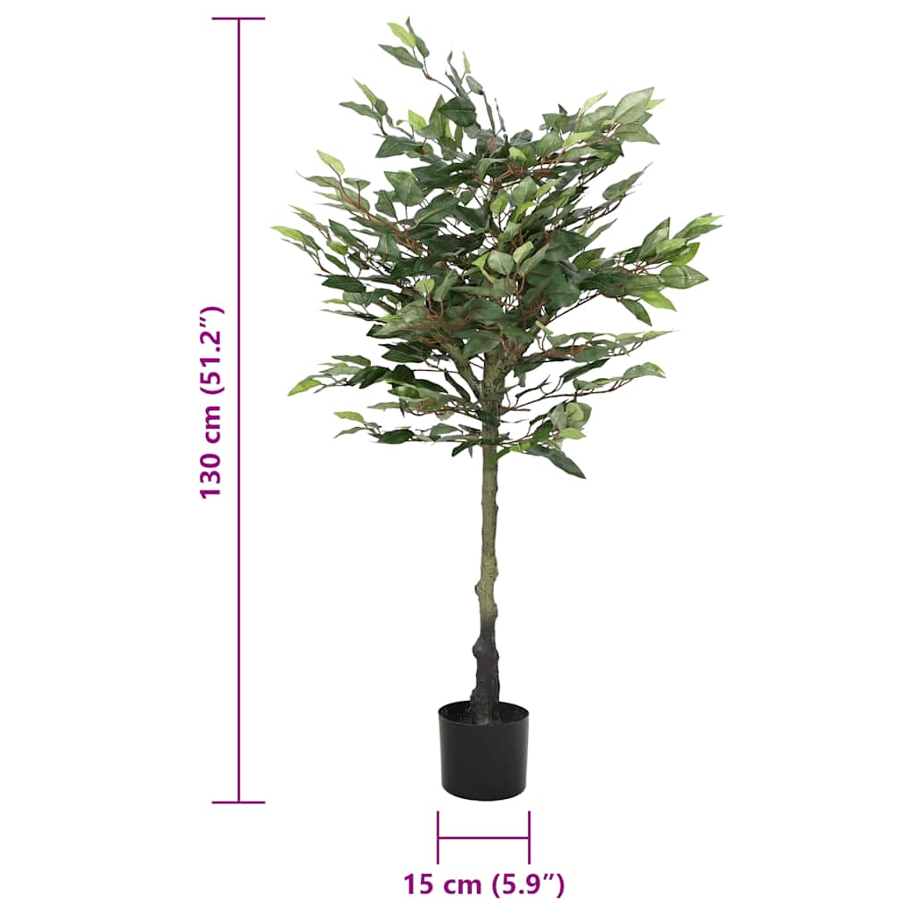 vidaXL Ficusbaum Künstlich 480 Blätter 130 cm Grün