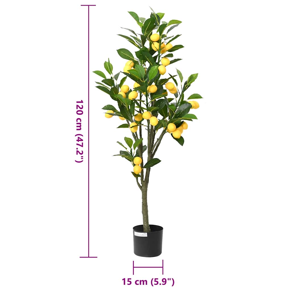 vidaXL Zitronenbaum Künstlich 136 Blätter 120 cm Grün