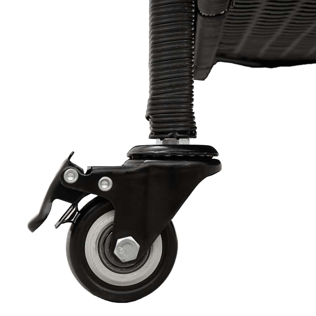 vidaXL Gartentruhe mit Rollen Schwarz 110x55x73 cm Poly Rattan