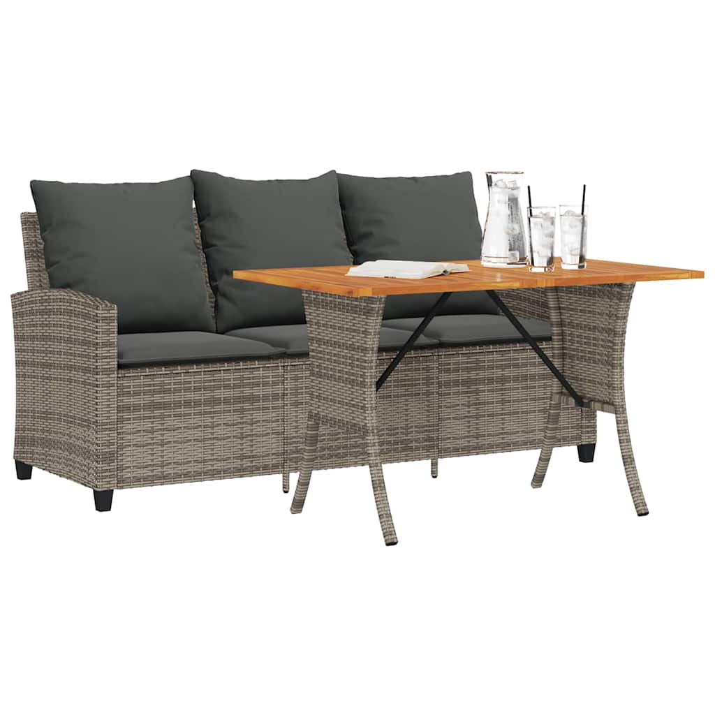 vidaXL Gartensofa 3-Sitzer mit Kissen & Tisch Schwarz Poly Rattan