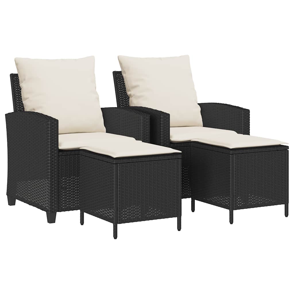 vidaXL 4-tlg. Garten-Sofagarnitur mit Kissen Schwarz Poly Rattan