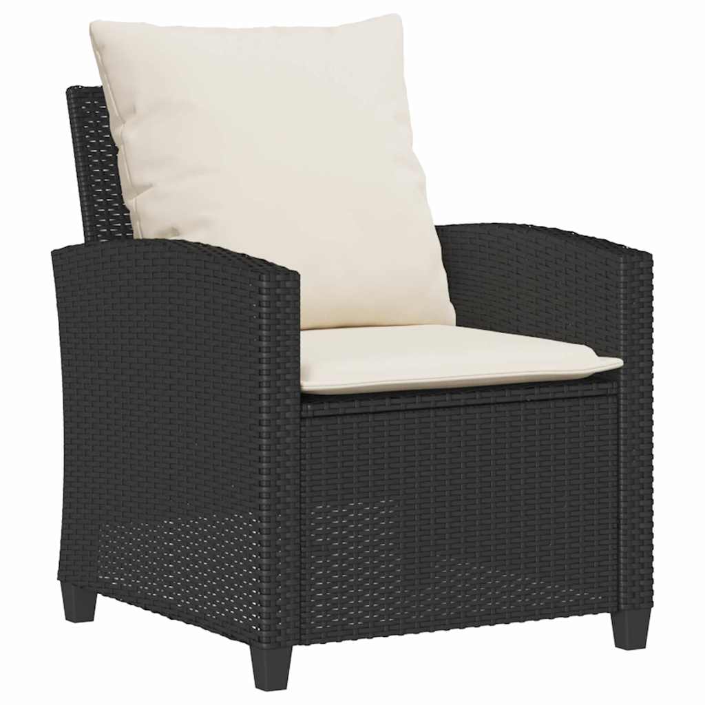 vidaXL 4-tlg. Garten-Sofagarnitur mit Kissen Schwarz Poly Rattan