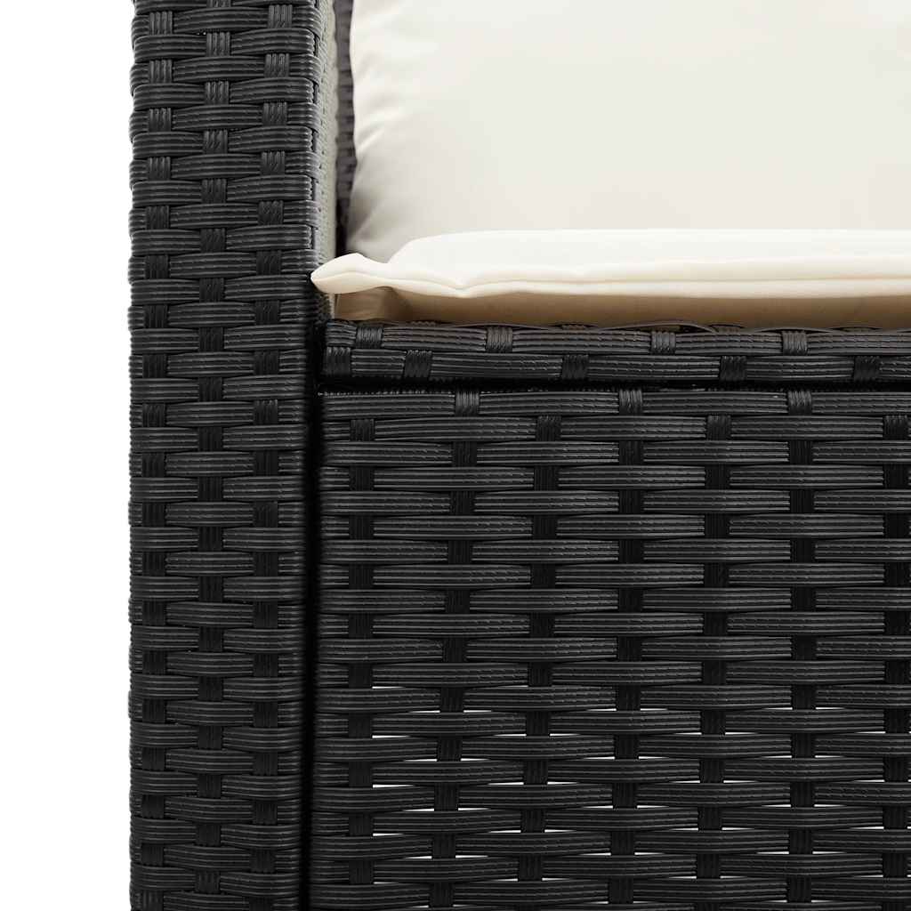 vidaXL 4-tlg. Garten-Sofagarnitur mit Kissen Schwarz Poly Rattan