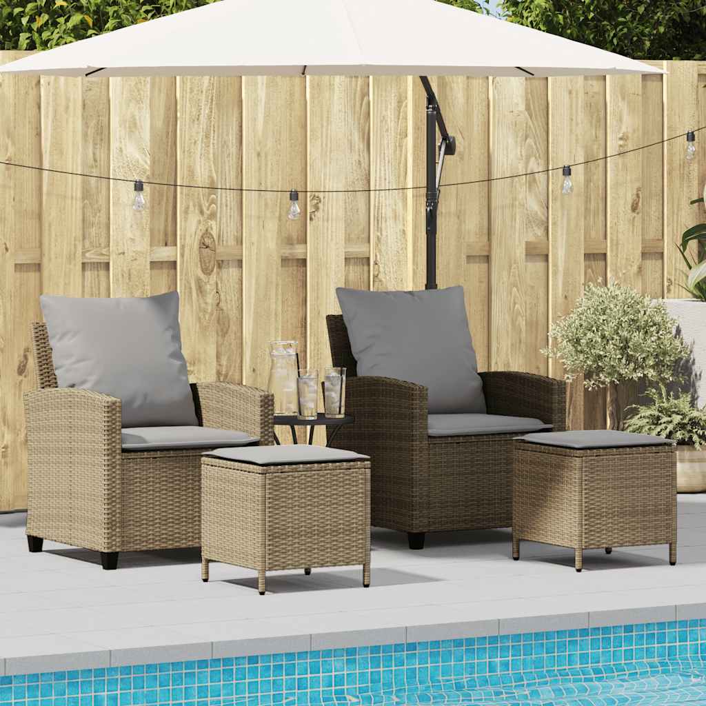 vidaXL 4-tlg. Garten-Sofagarnitur mit Kissen Schwarz Poly Rattan