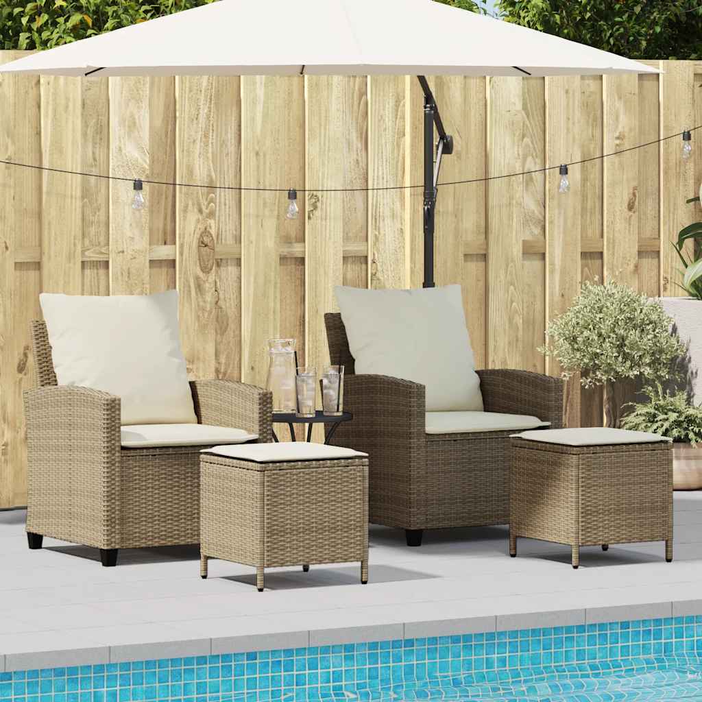 vidaXL 4-tlg. Garten-Sofagarnitur mit Kissen Schwarz Poly Rattan